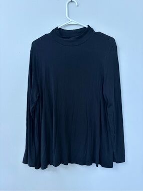 Old Navy Black Ribbed Long-Sleeve Mock Neck Top